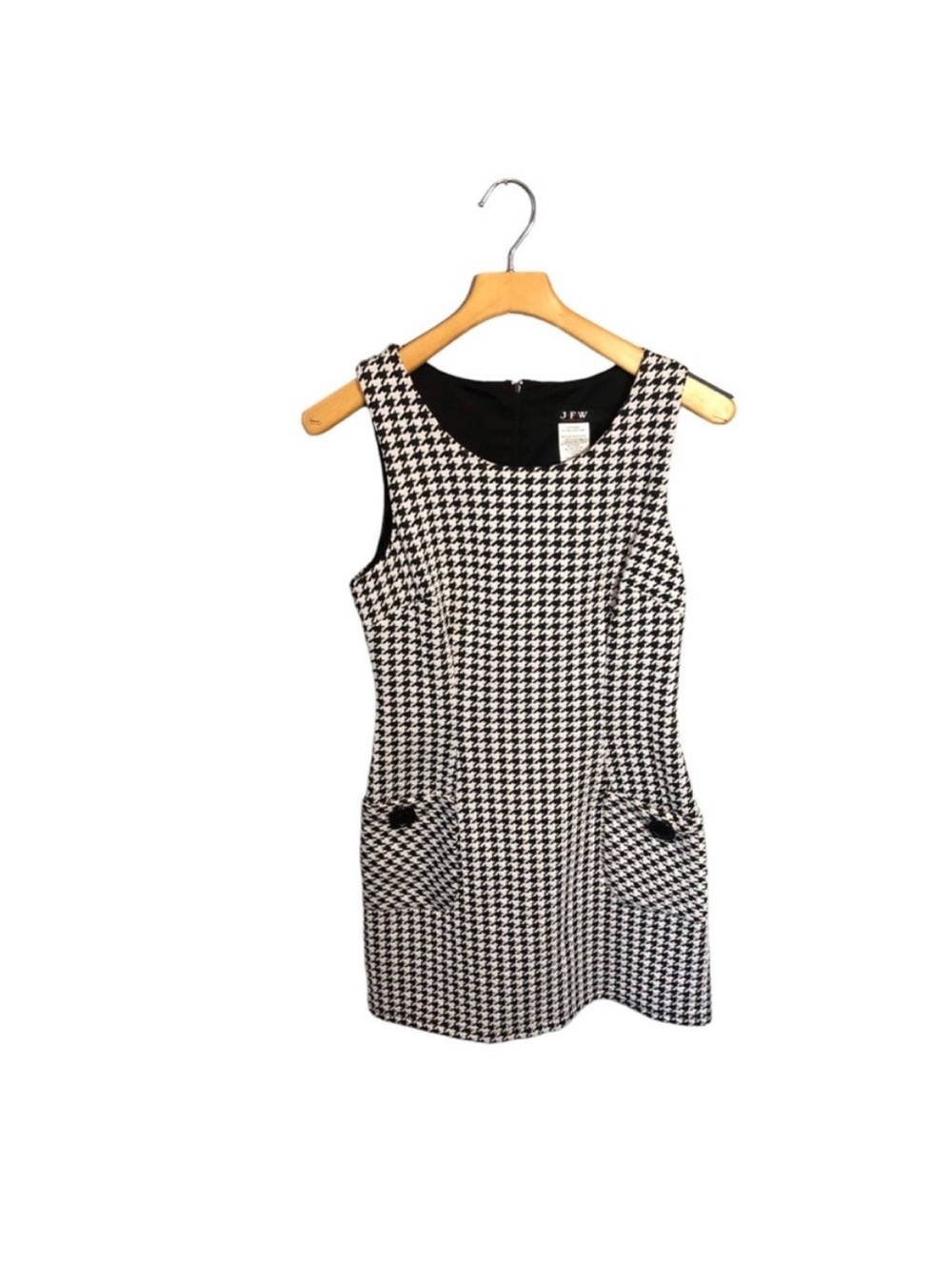 JFW Black White Houndstooth Sleeveless Tunic Dress Size Large
